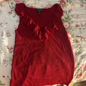 Ralph Lauren Crimson Ruffle Tank Top